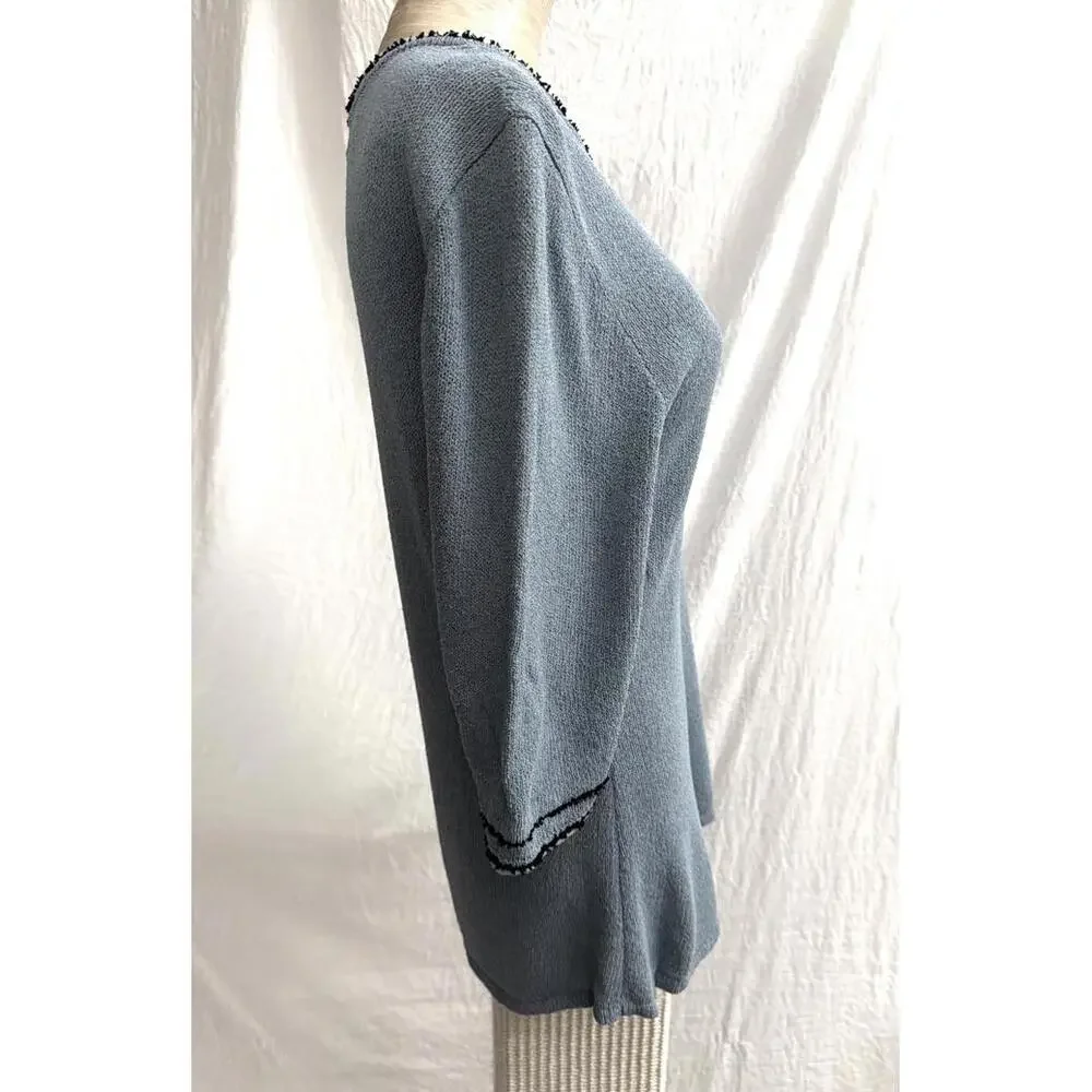Ani Barrie elbow length blue knit - Picture 2 of 6